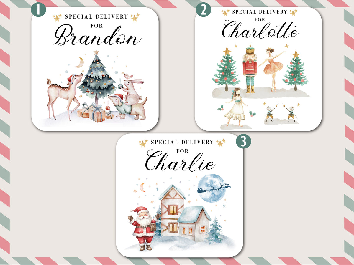 Personalized Christmas Eve Box Nutcracker Ballerina Reindeer Gift Bag for Kids Christmas, Special Delivery Christmas Santa Sack with Name