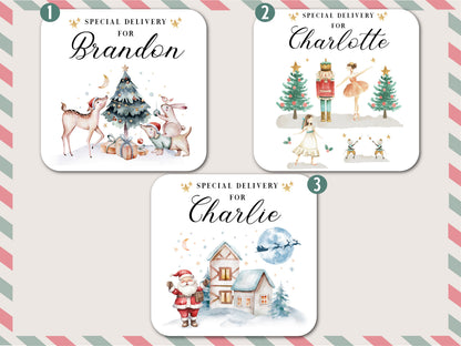 Personalized Christmas Eve Box Nutcracker Ballerina Reindeer Gift Bag for Kids Christmas, Special Delivery Christmas Santa Sack with Name