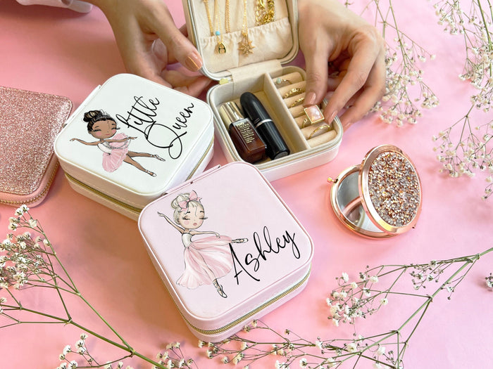 Personalized Princess Ballerina Jewelry Box, Pink Jewelry Box for Little Girl, Custom Granddaughter Birthday Gifts for her, Kids Christmas