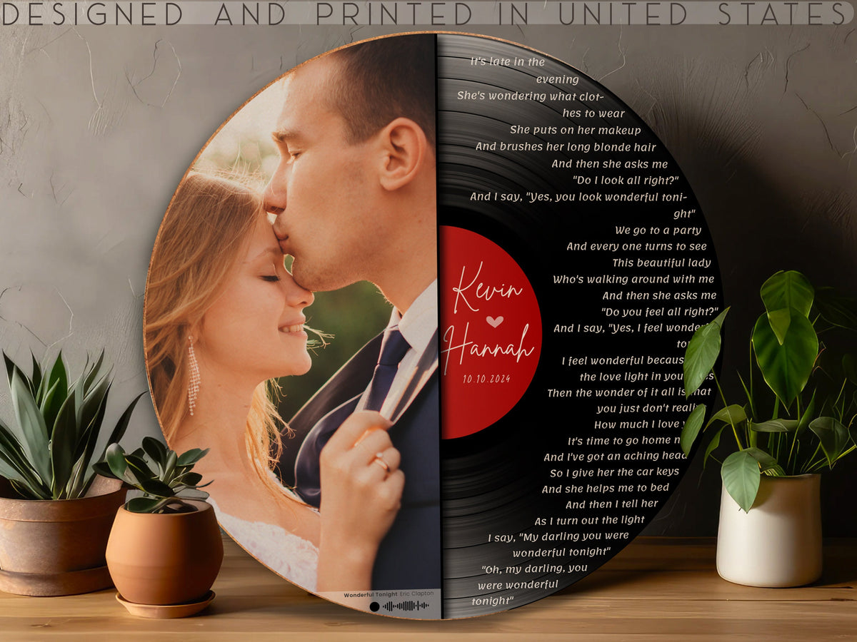 Custom Record Song Lyrics, Personalized Wedding Gift, Customized Music Plaque, Our First Dance Song with Photo, Valentine Gifts for Couple
