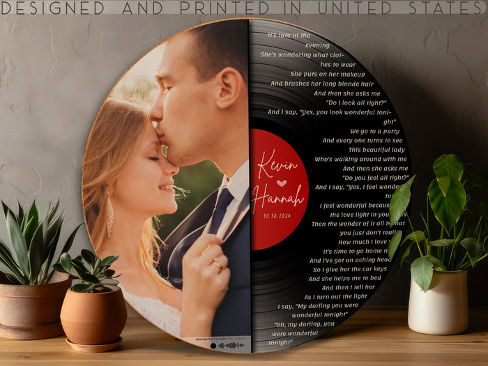 Custom Record Song Lyrics, Personalized Wedding Gift, Customized Music Plaque, Our First Dance Song with Photo, Valentine Gifts for Couple