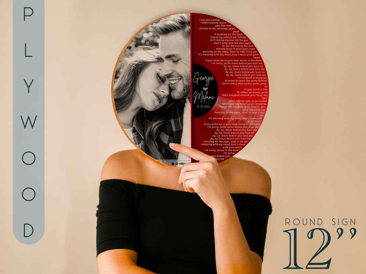 Custom Record Song Lyrics, Personalized Wedding Gift, Customized Music Plaque, Our First Dance Song with Photo, Valentine Gifts for Couple