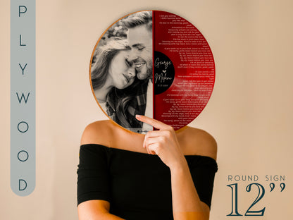 Custom Record Song Lyrics, Personalized Wedding Gift, Customized Music Plaque, Our First Dance Song with Photo, Valentine Gifts for Couple