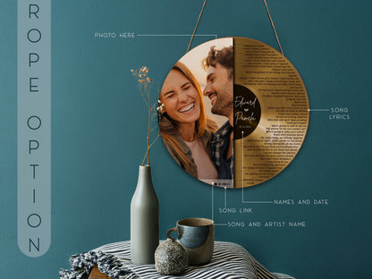 Custom Record Song Lyrics, Personalized Wedding Gift, Customized Music Plaque, Our First Dance Song with Photo, Valentine Gifts for Couple