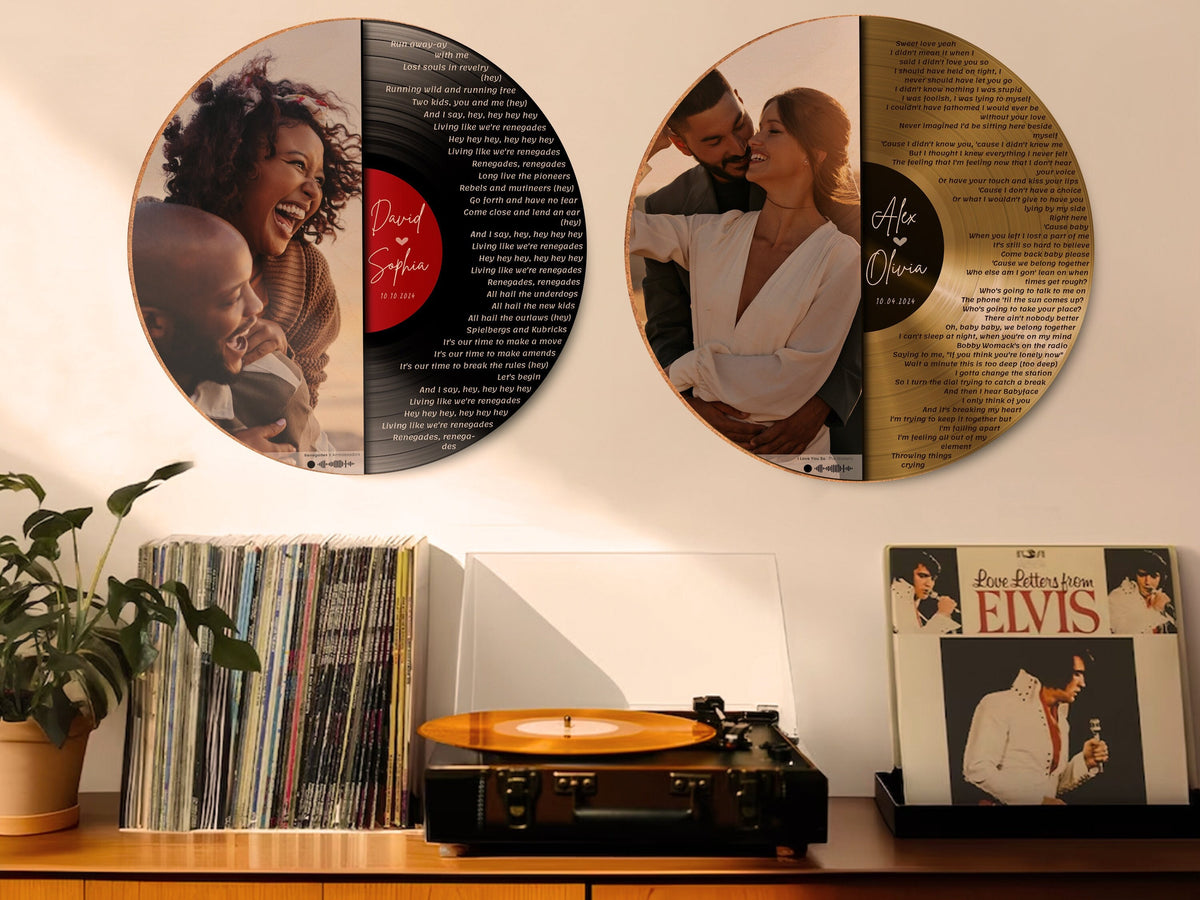 Custom Record Song Lyrics, Personalized Wedding Gift, Customized Music Plaque, Our First Dance Song with Photo, Valentine Gifts for Couple