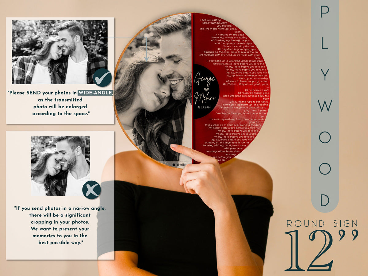 Custom Record Song Lyrics, Personalized Wedding Gift, Customized Music Plaque, Our First Dance Song with Photo, Valentine Gifts for Couple