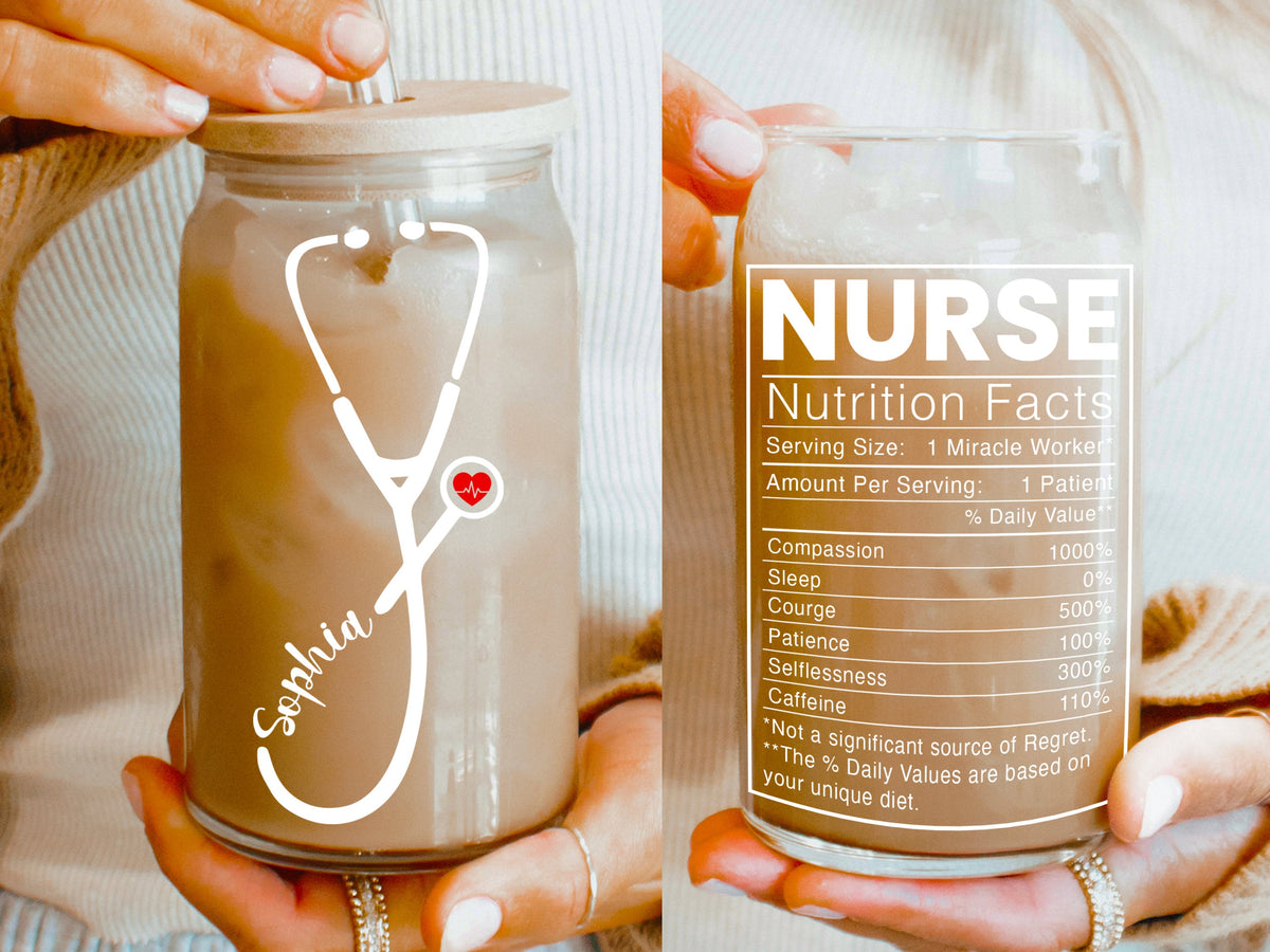 Personalized Nursing Gifts | Custom Nurse Can Glass | Nurse Appreciation Gift | Nursing Student Gift | Nurse Graduation Gifts | RN Grad Gift