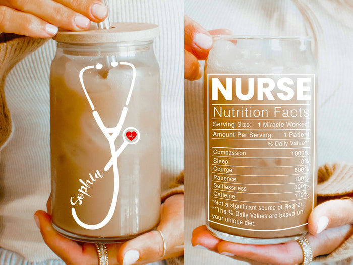 Personalized Nursing Gifts | Custom Nurse Can Glass | Nurse Appreciation Gift | Nursing Student Gift | Nurse Graduation Gifts | RN Grad Gift