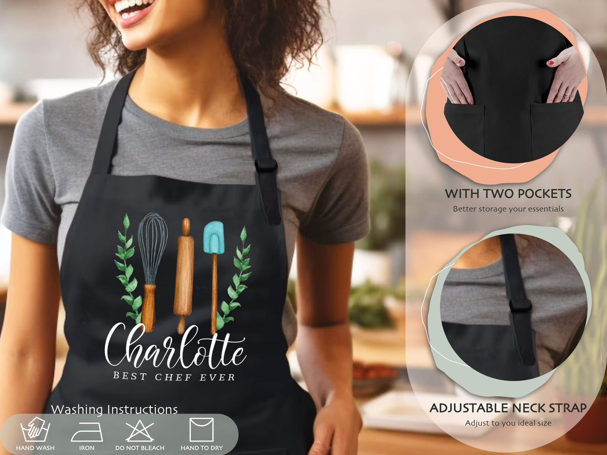 Personalized Apron, Women Custom Apron Mother's Day Gifts for Mom Grandma, Apron for Kitchen Gift, Birthday Gift for Mom, Housewarming Gift