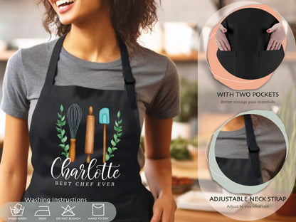 Personalized Apron, Women Custom Apron Mother's Day Gifts for Mom Grandma, Apron for Kitchen Gift, Birthday Gift for Mom, Housewarming Gift