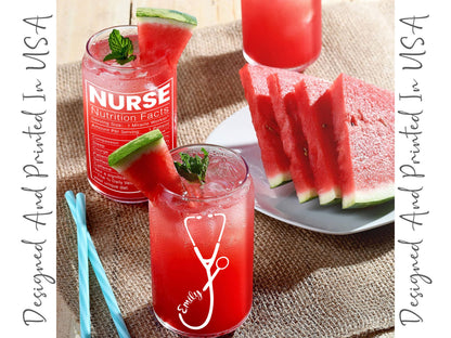 Personalized Nursing Gifts | Custom Nurse Can Glass | Nurse Appreciation Gift | Nursing Student Gift | Nurse Graduation Gifts | RN Grad Gift