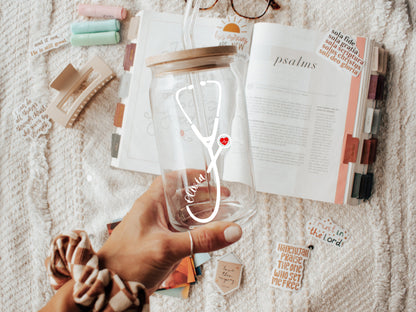 Personalized Nursing Gifts | Custom Nurse Can Glass | Nurse Appreciation Gift | Nursing Student Gift | Nurse Graduation Gifts | RN Grad Gift