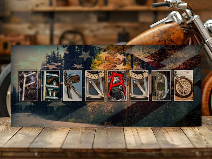 Personalized Motorcycle Wood Sign: Garage Decor for Him