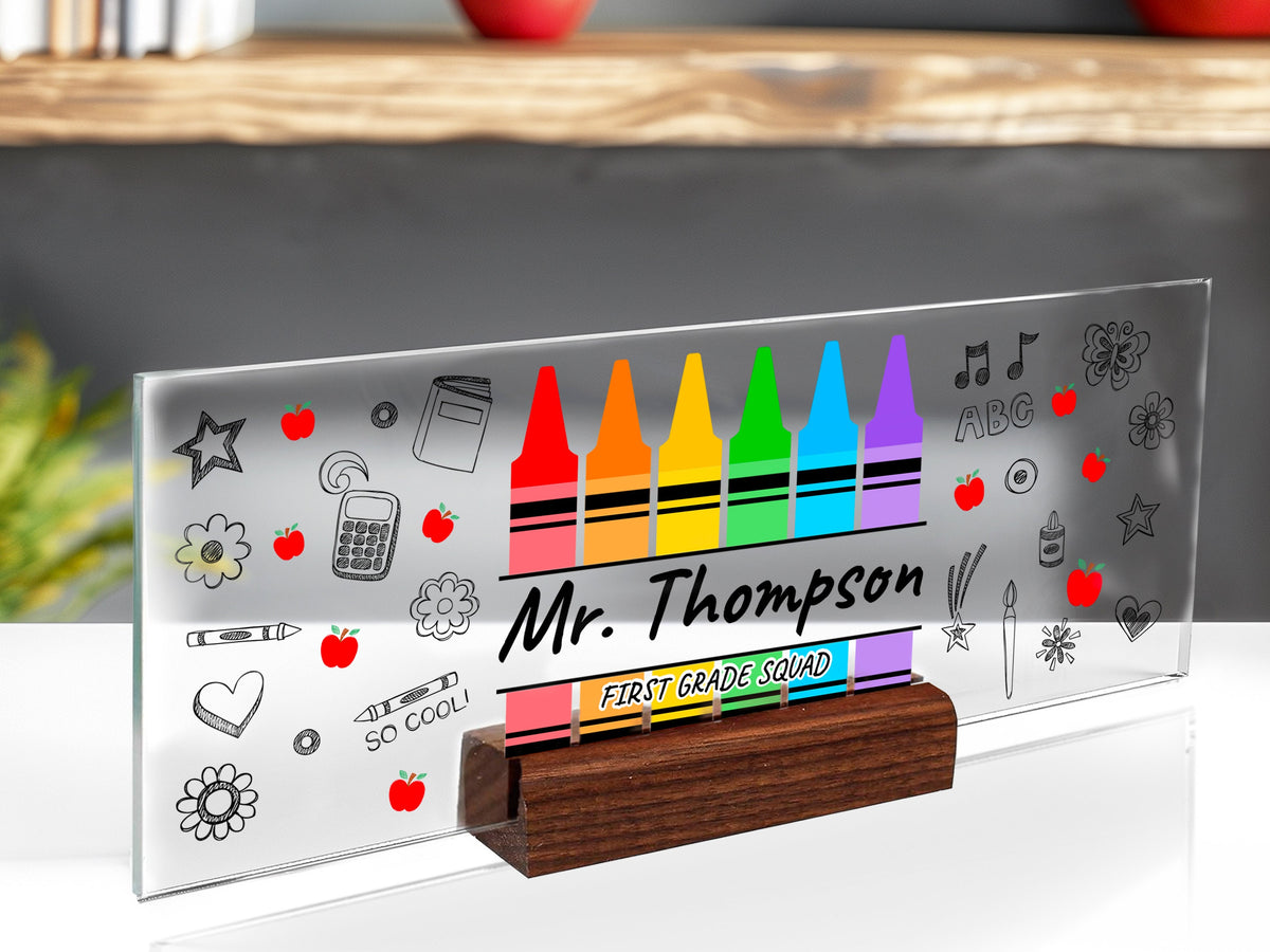 Custom Teacher Desk Name Plate, Personalized Teacher Gift, Acrylic Name Plate for Teacher, Teacher Gift for Back To School, End of Year Gift