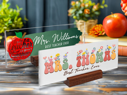 Custom Teacher Desk Name Plate, Personalized Teacher Gift, Acrylic Name Plate for Teacher, Teacher Gift for Back To School, End of Year Gift