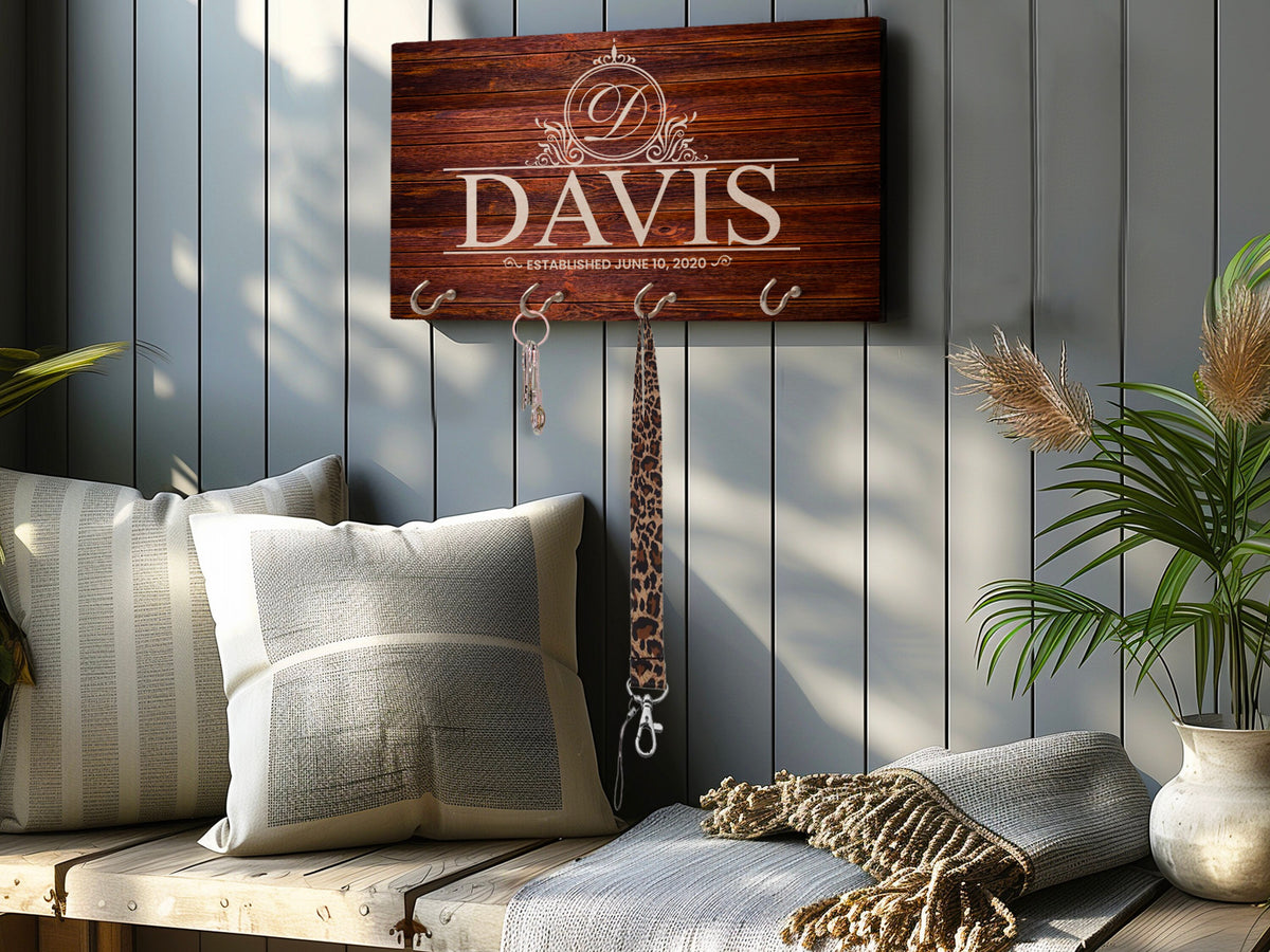 Family Housewarming Gift, First Home Gift, Personalized Key Holder for Wall, New Home Gift, Custom Key Hanger, Realtor Closing Gift Newlywed
