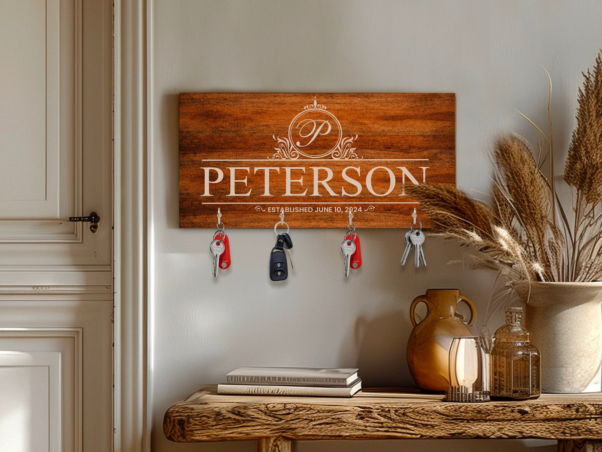 Family Housewarming Gift, First Home Gift, Personalized Key Holder for Wall, New Home Gift, Custom Key Hanger, Realtor Closing Gift Newlywed
