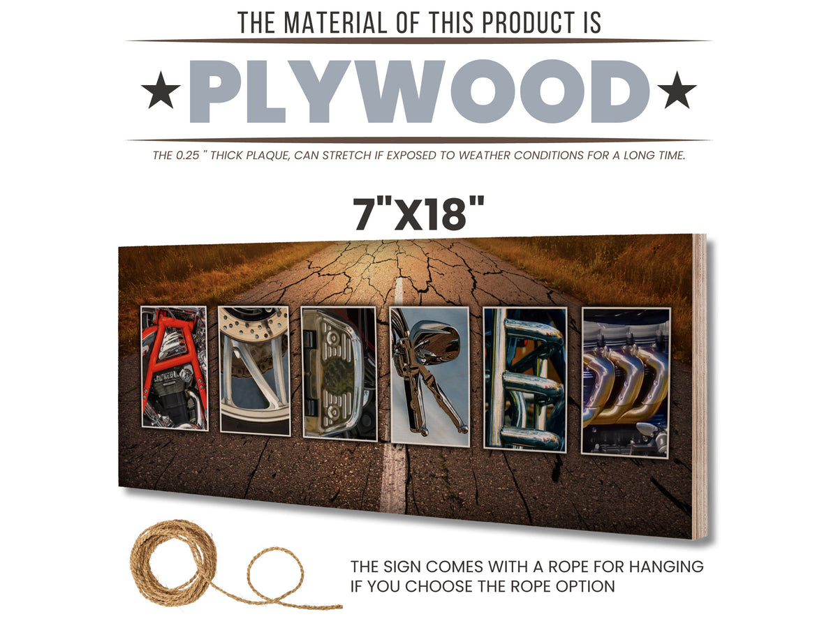 Personalized Motorcycle Wood Sign: Garage Decor for Him
