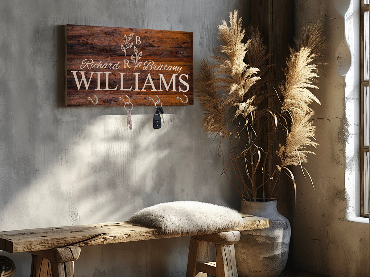 Family Housewarming Gift, First Home Gift, Personalized Key Holder for Wall, New Home Gift, Custom Key Hanger, Realtor Closing Gift Newlywed