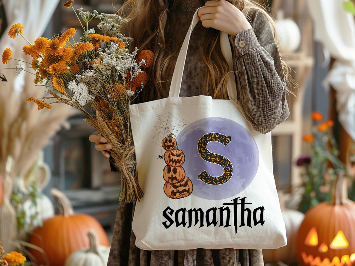 Personalized Halloween Tote Bag: Custom Trick or Treat Bag for Kids
