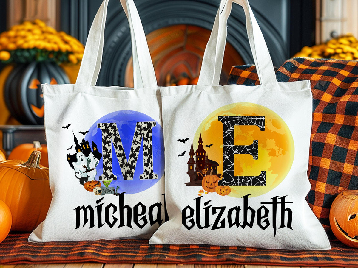 Personalized Halloween Tote Bag: Custom Trick or Treat Bag for Kids