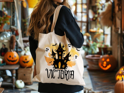 Personalized Halloween Tote Bag, Trick Or Treat Tote Bag, Halloween Bags for Kids, Halloween Tote Bag for Gift, Candy Bags Halloween Basket