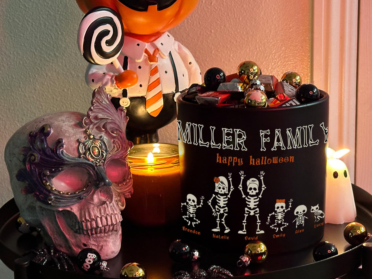 Personalized Halloween Candy Bowl: Custom Family Names & Spooky Icons