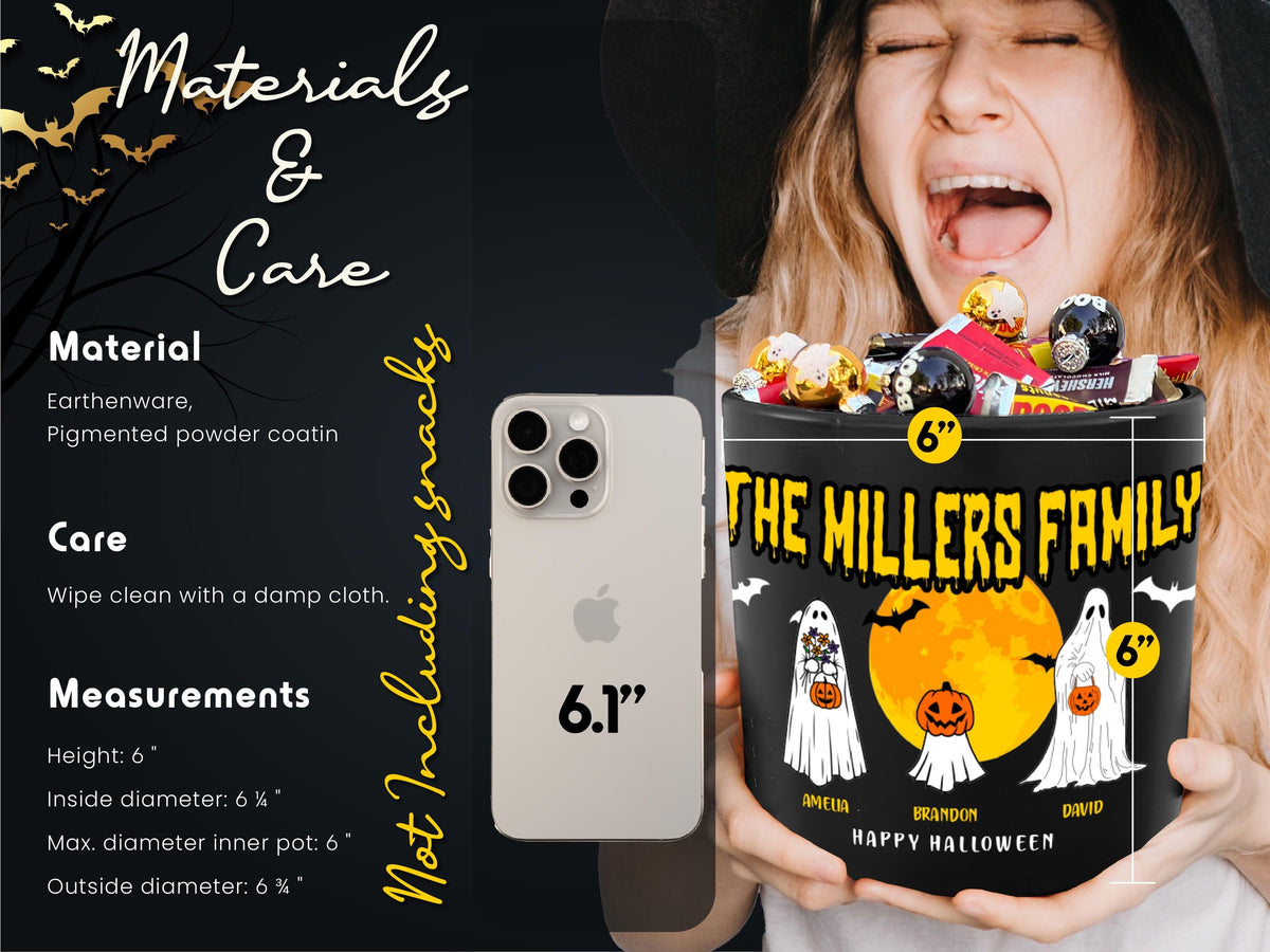 Personalized Halloween Candy Bowl: Custom Family Names & Spooky Icons