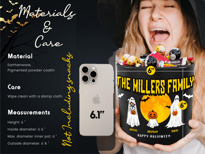 Personalized Halloween Candy Bowl: Custom Family Names & Spooky Icons