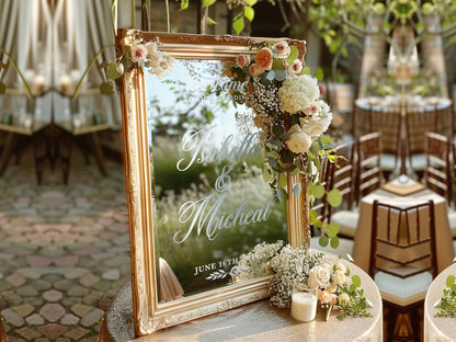 Welcome Wedding Sign, Vinyl Mirror Decal, Custom Wedding Decor, Welcome Engagement Party Mirror Decal for Wedding, Reception Welcome Sign