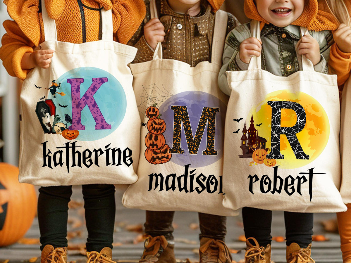 Personalized Halloween Tote Bag: Custom Trick or Treat Bag for Kids