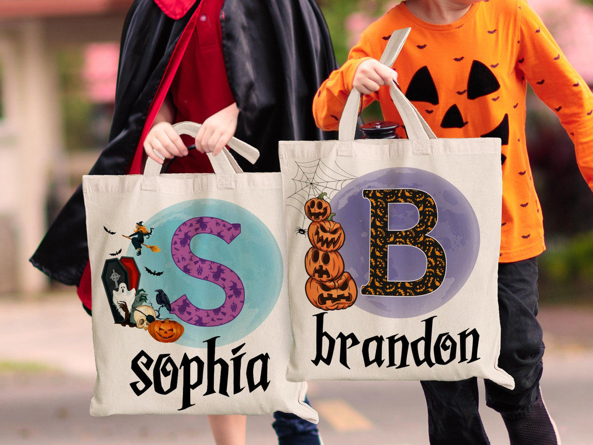 Personalized Halloween Tote Bag: Custom Trick or Treat Bag for Kids