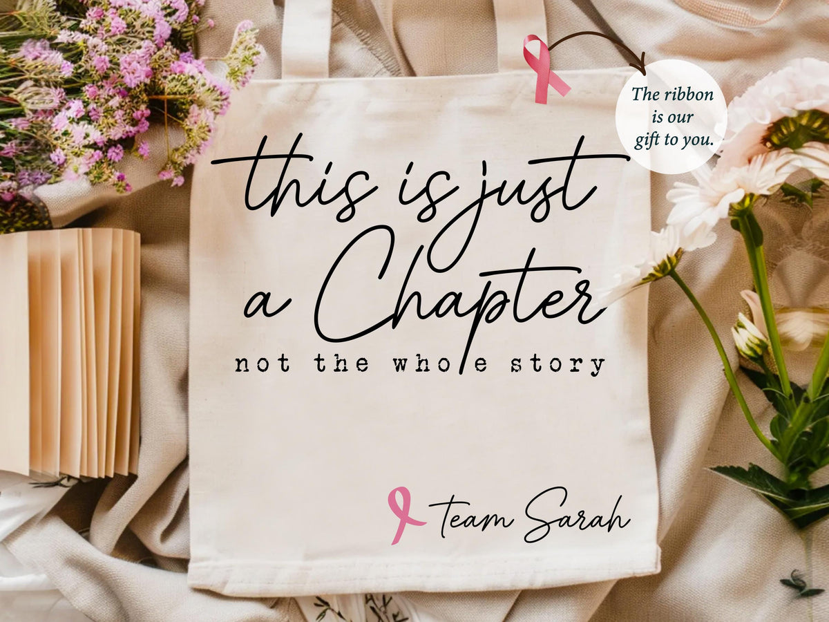 This Is Just a Chapter Not The Whole Story Canvas Bag, Breast Cancer Awareness Motivational Gift, Cancer Support Bag, Fight Cancer Tote Bag