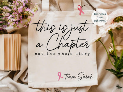 This Is Just a Chapter Not The Whole Story Canvas Bag, Breast Cancer Awareness Motivational Gift, Cancer Support Bag, Fight Cancer Tote Bag