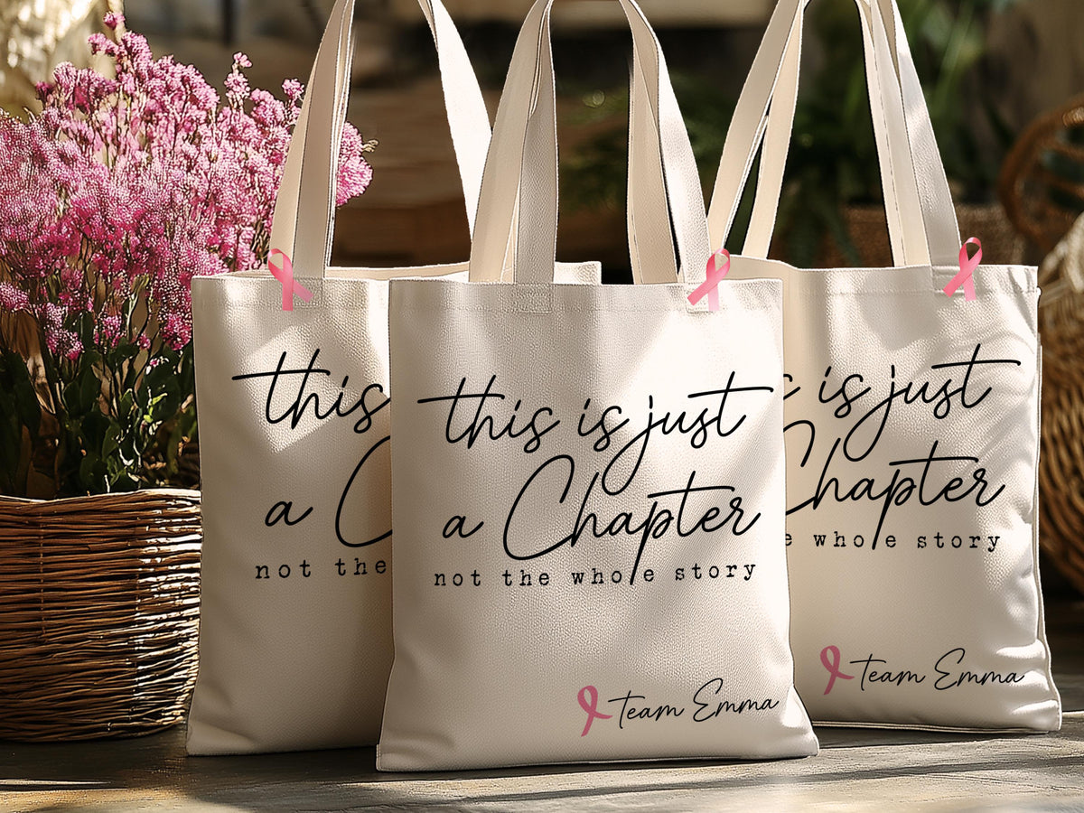 This Is Just a Chapter Not The Whole Story Canvas Bag, Breast Cancer Awareness Motivational Gift, Cancer Support Bag, Fight Cancer Tote Bag