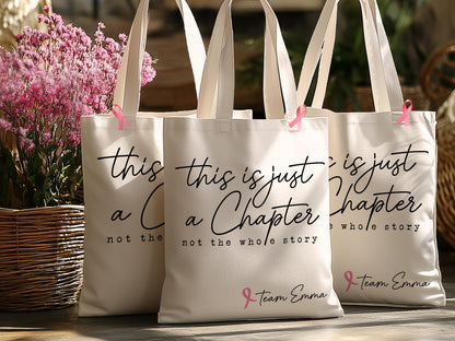 This Is Just a Chapter Not The Whole Story Canvas Bag, Breast Cancer Awareness Motivational Gift, Cancer Support Bag, Fight Cancer Tote Bag