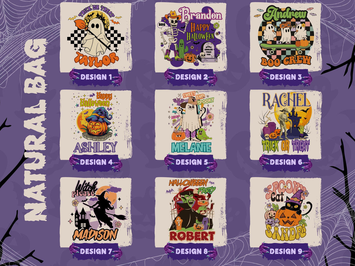 Personalized Halloween Tote Bag, Trick Or Treat Tote Bag, Halloween Bags for Kids Halloween Tote Bag for Gift, Candy Bags Halloween Basket