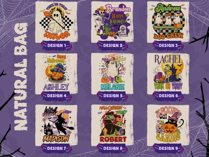 Personalized Halloween Tote Bag, Trick Or Treat Tote Bag, Halloween Bags for Kids Halloween Tote Bag for Gift, Candy Bags Halloween Basket