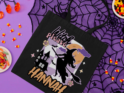 Personalized Halloween Tote Bag, Trick Or Treat Tote Bag, Halloween Bags for Kids Halloween Tote Bag for Gift, Candy Bags Halloween Basket