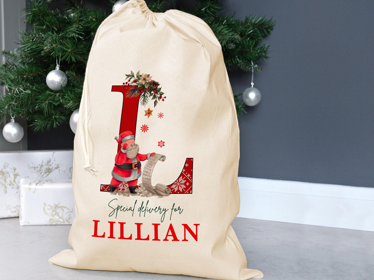 Custom Large Santa Sack Bags, Christmas Santa Gift Bag, Christmas Eve Box, Personalized Christmas Gift Sack for Christmas, Holiday Gift Bag
