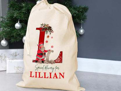 Custom Large Santa Sack Bags, Christmas Santa Gift Bag, Christmas Eve Box, Personalized Christmas Gift Sack for Christmas, Holiday Gift Bag