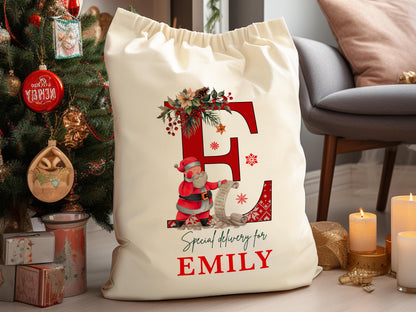 Custom Large Santa Sack Bags, Christmas Santa Gift Bag, Christmas Eve Box, Personalized Christmas Gift Sack for Christmas, Holiday Gift Bag