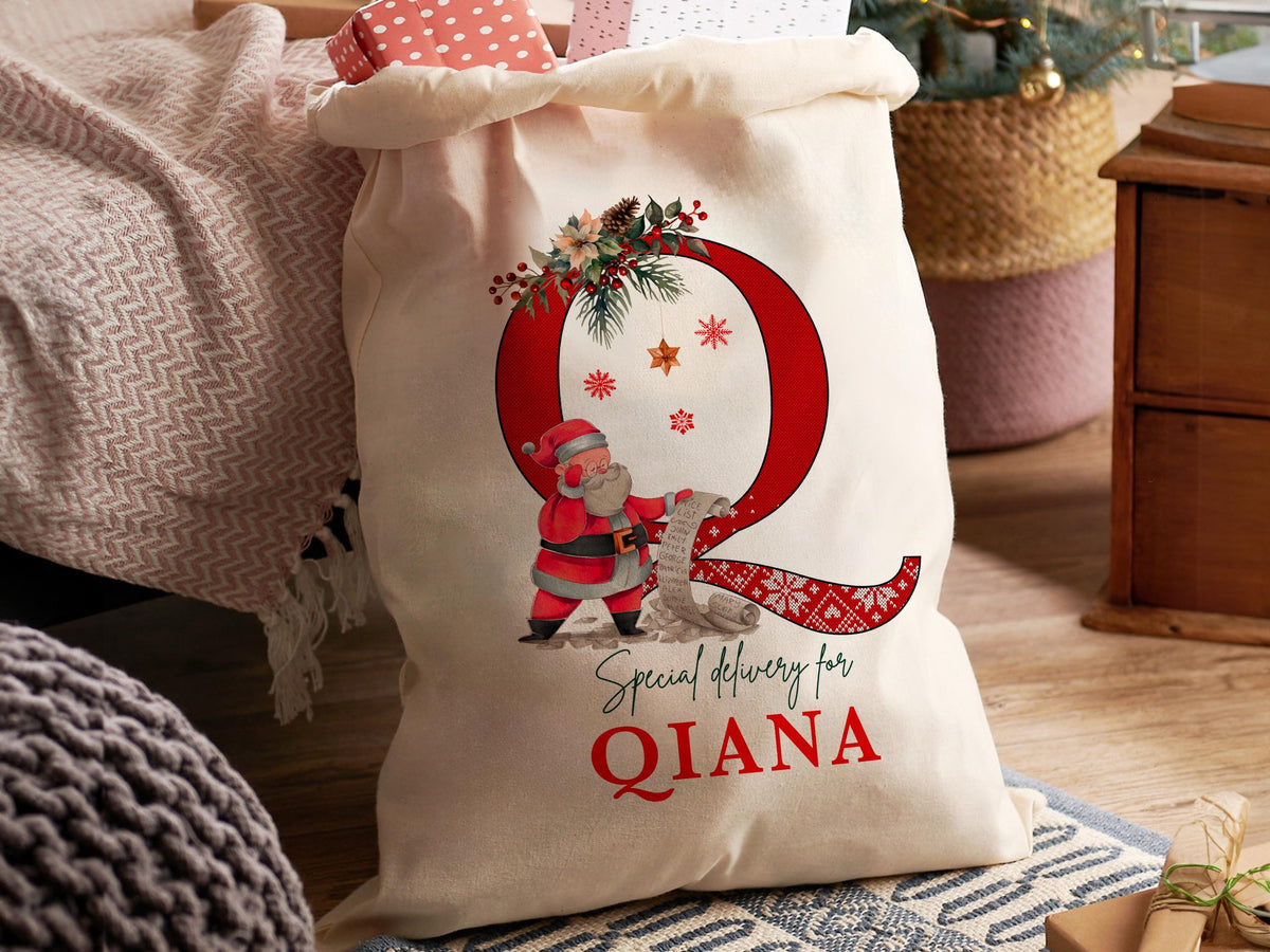 Custom Large Santa Sack Bags, Christmas Santa Gift Bag, Christmas Eve Box, Personalized Christmas Gift Sack for Christmas, Holiday Gift Bag