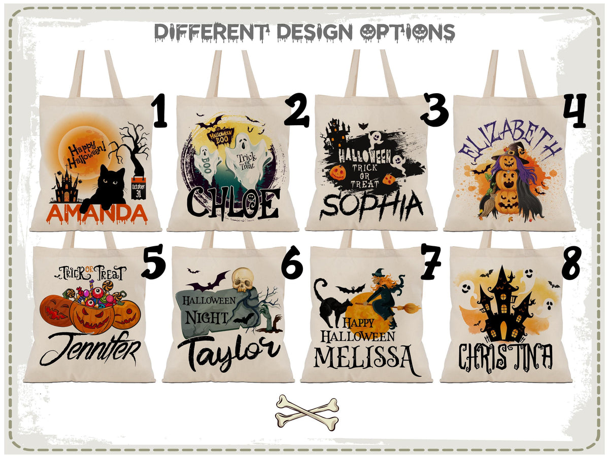 Personalized Halloween Tote Bag, Trick Or Treat Tote Bag, Halloween Bags for Kids, Halloween Tote Bag for Gift, Candy Bags Halloween Basket