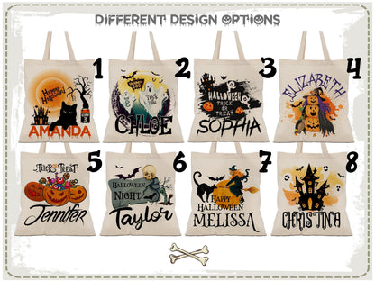 Personalized Halloween Tote Bag, Trick Or Treat Tote Bag, Halloween Bags for Kids, Halloween Tote Bag for Gift, Candy Bags Halloween Basket