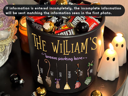 Personalized Halloween Candy Bowl: Custom Family Names & Spooky Icons