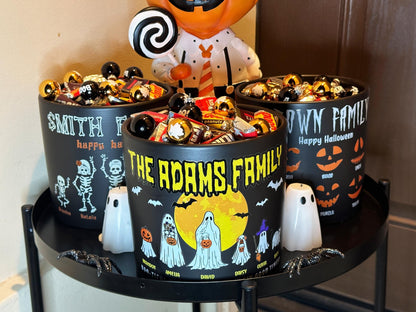 Personalized Halloween Candy Bowl: Custom Family Names & Spooky Icons