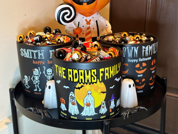 Personalized Halloween Candy Bowl: Custom Family Names & Spooky Icons