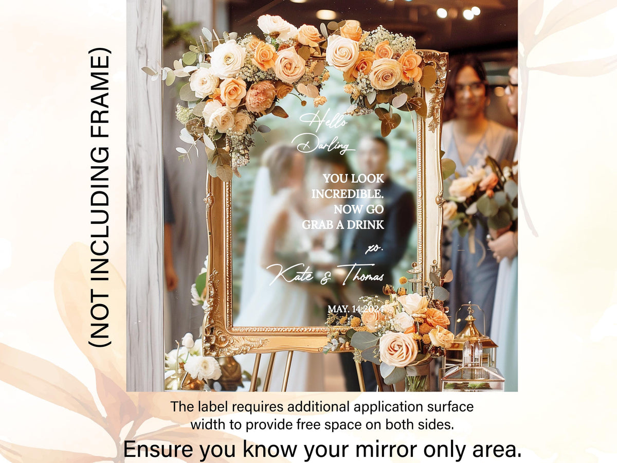 Welcome Wedding Sign, Vinyl Mirror Decal, Custom Wedding Decor, Welcome Engagement Party Mirror Decal for Wedding, Reception Welcome Sign