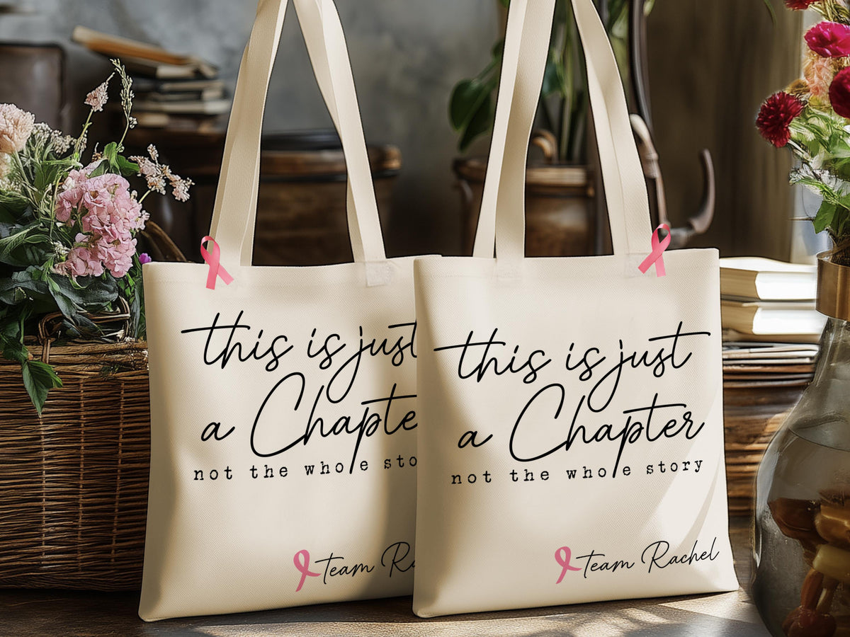 This Is Just a Chapter Not The Whole Story Canvas Bag, Breast Cancer Awareness Motivational Gift, Cancer Support Bag, Fight Cancer Tote Bag